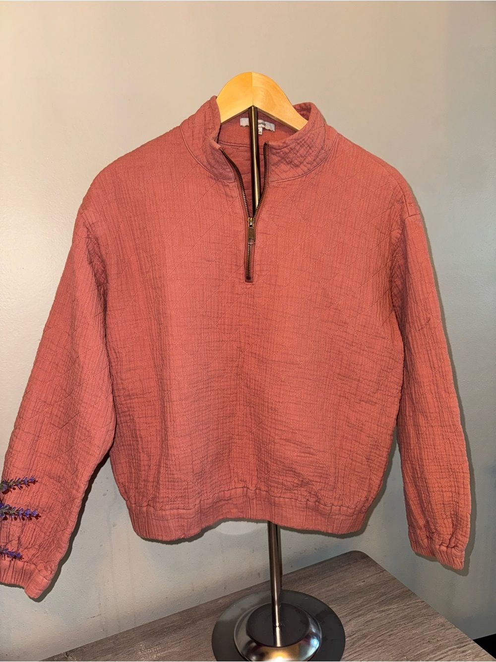 Madewell Women’s Zip-Up Pullover Sweater - Rust